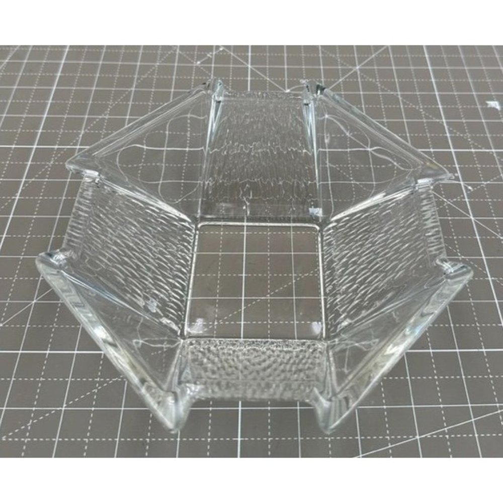 Mid-Century Modern Octagon Geometric Glass Bowl Rain Drip Texture